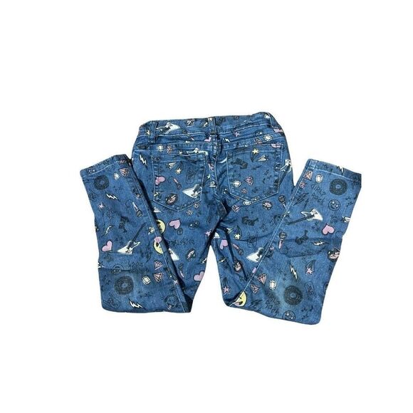 Children's Place Girl's Rock Emoji Denim Jegging Size 6 - Picture 3 of 6